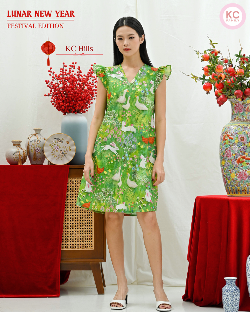 KC Hills in Garden Bunny Homedress Wanita Daster Wanita Lengan Pendek