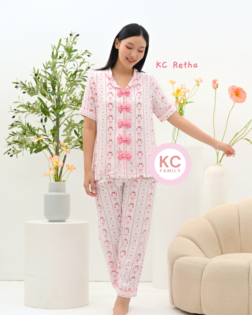 KC Retha in Blushberry Baju Tidur Wanita Lengan Pendek Celana Panjang