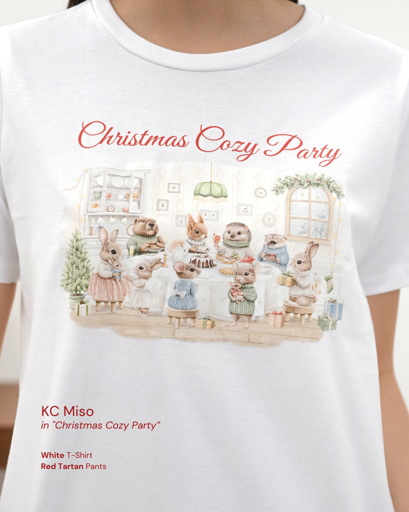KC Miso in Christmas Cozy Party Baju Tidur Kaos Lengan Pendek Celana Panjang