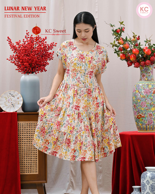 KC Sweet in Lucky Fern  Homedress Wanita Daster Imlek Wanita Lengan Pendek