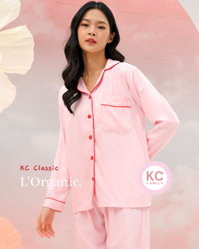 Produk KC CLASSIC In  Blushing Stripes Baju Tidur Wanita Celana Panjang Lengan Panjang Organic