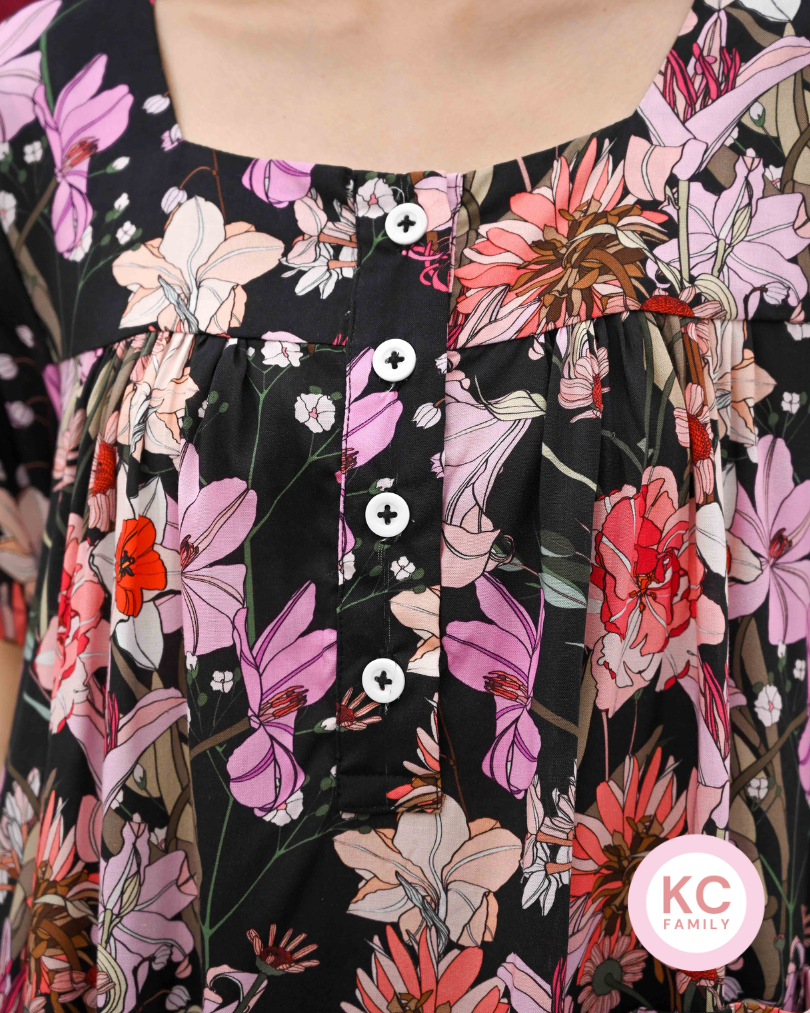KC Habit in Floral Whisper Piyama Wanita Lengan Pendek Celana Pendek