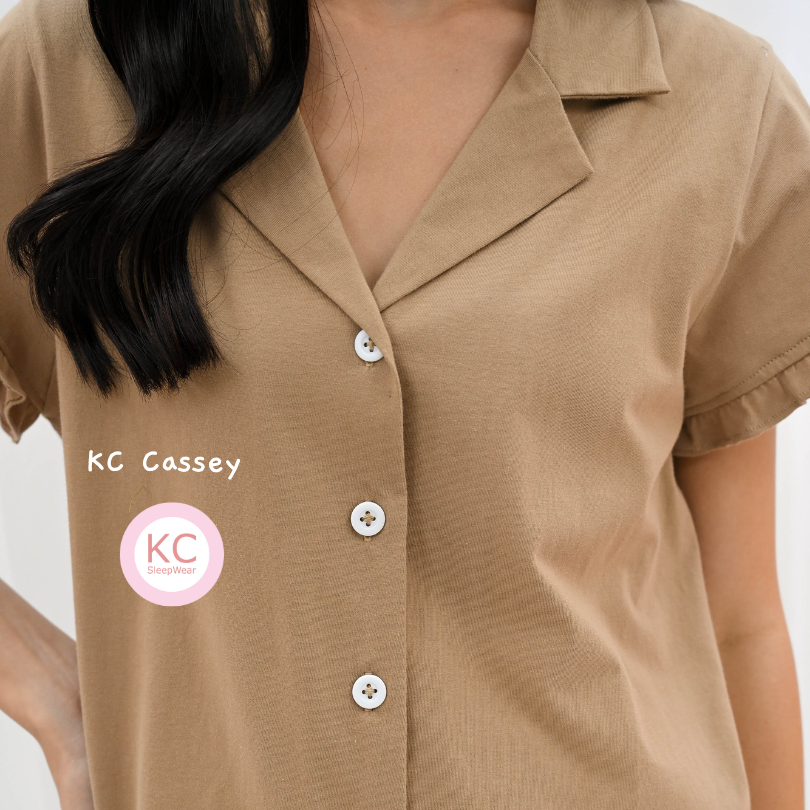 KC Cassey Brown Pakaian Tidur Wanita Celana Pendek Lengan Pendek