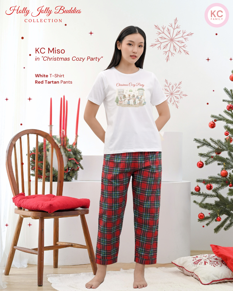 KC Miso in Christmas Cozy Party Baju Tidur Kaos Lengan Pendek Celana Panjang
