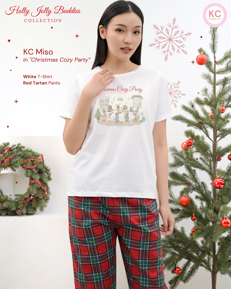 KC Miso in Christmas Cozy Party Baju Tidur Kaos Lengan Pendek Celana Panjang