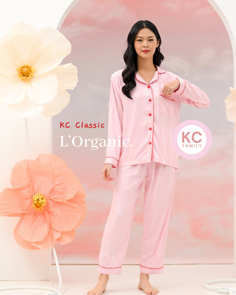 Produk KC CLASSIC In  Blushing Stripes Baju Tidur Wanita Celana Panjang Lengan Panjang Organic