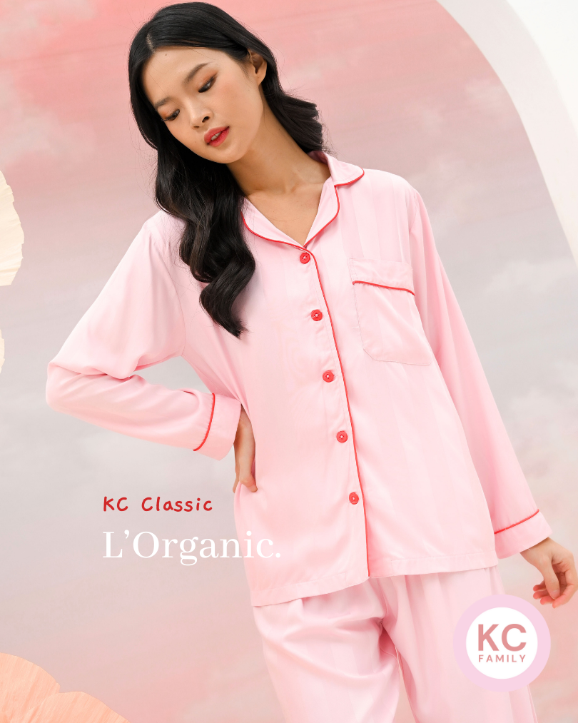 Produk KC CLASSIC In  Blushing Stripes Baju Tidur Wanita Celana Panjang Lengan Panjang Organic