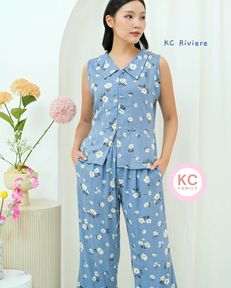 KC Riviere in Daisy Serenade Baju Wanita Tanpa Lengan Celana Panjang