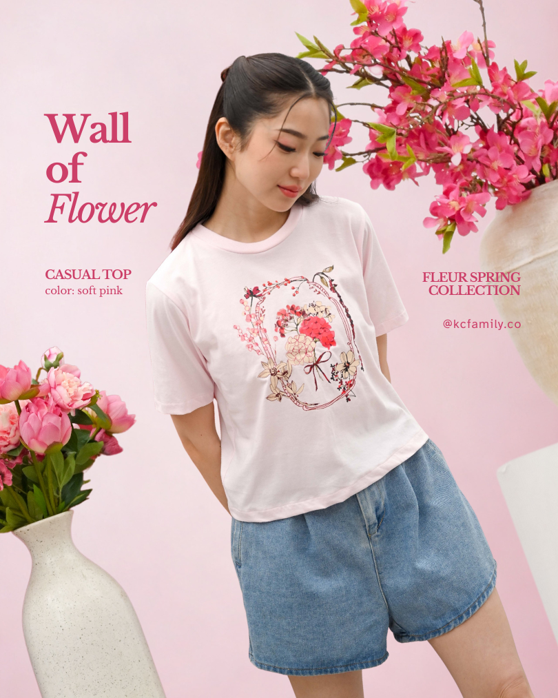 KC Casual in Wall of Flower Baju Kaos Lengan Pendek