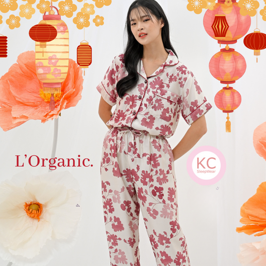 KC CLASSIC In Marron Lucky Baju Tidur Wanita Celana Panjang Organic