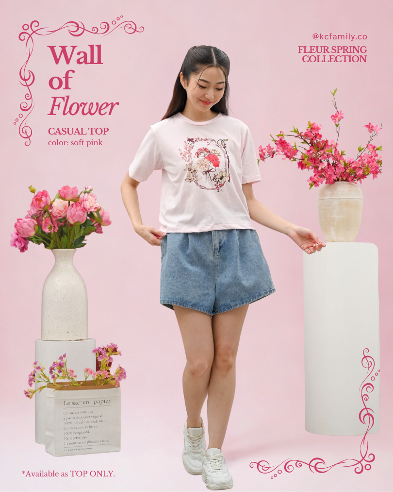 KC Casual in Wall of Flower Baju Kaos Lengan Pendek