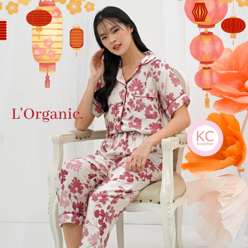 KC CLASSIC In Marron Lucky Baju Tidur Wanita Celana Panjang Organic