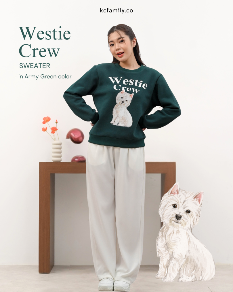 KC Sweater in Westie Crew Sweater Remaja Lengan Panjang
