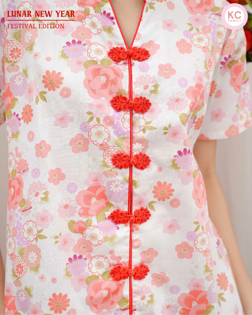 KC Prosper in  Peach Sakura Baju Imlek Ceongsam CNY Baju Shanghai