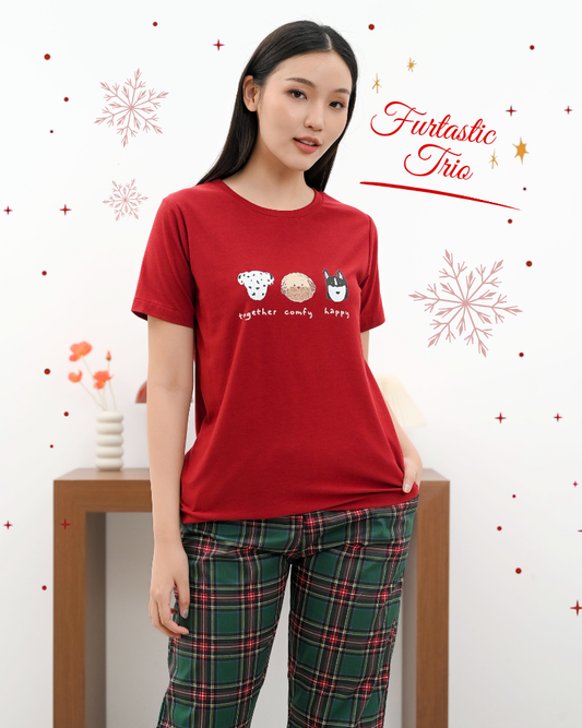 KC Miso in Furtastic Trio Baju Tidur Kaos Lengan Pendek Celana Panjang