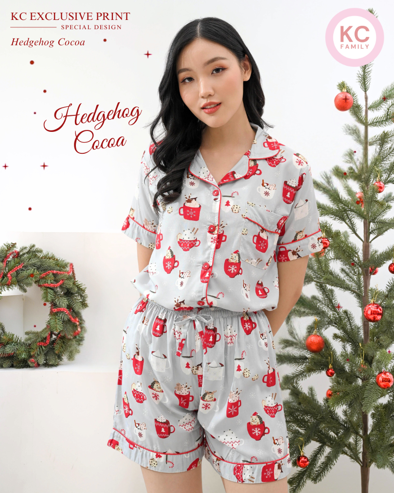 KC Classic in Hedgehog Cocoa Piyama Wanita Baju Tidur Lengan Pendek Celana Pendek