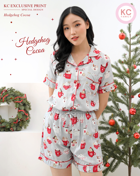 KC Classic in Hedgehog Cocoa Piyama Wanita Baju Tidur Lengan Pendek Celana Pendek