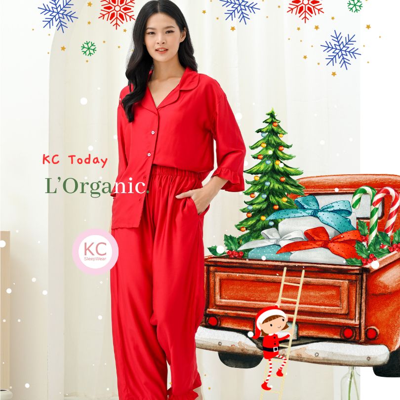 KC Today in Glamour Red Piyama Wanita celana Panjang