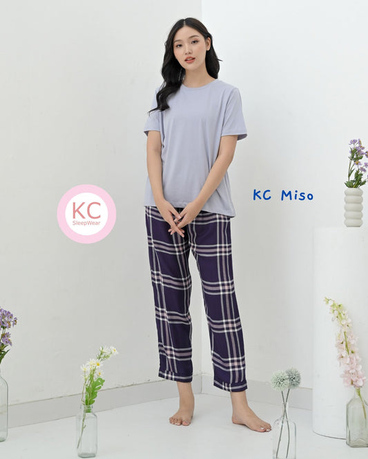 KC Miso Maybe Sunday Baju Tidur Kaos dengan Celana panjang Piyama Kaos