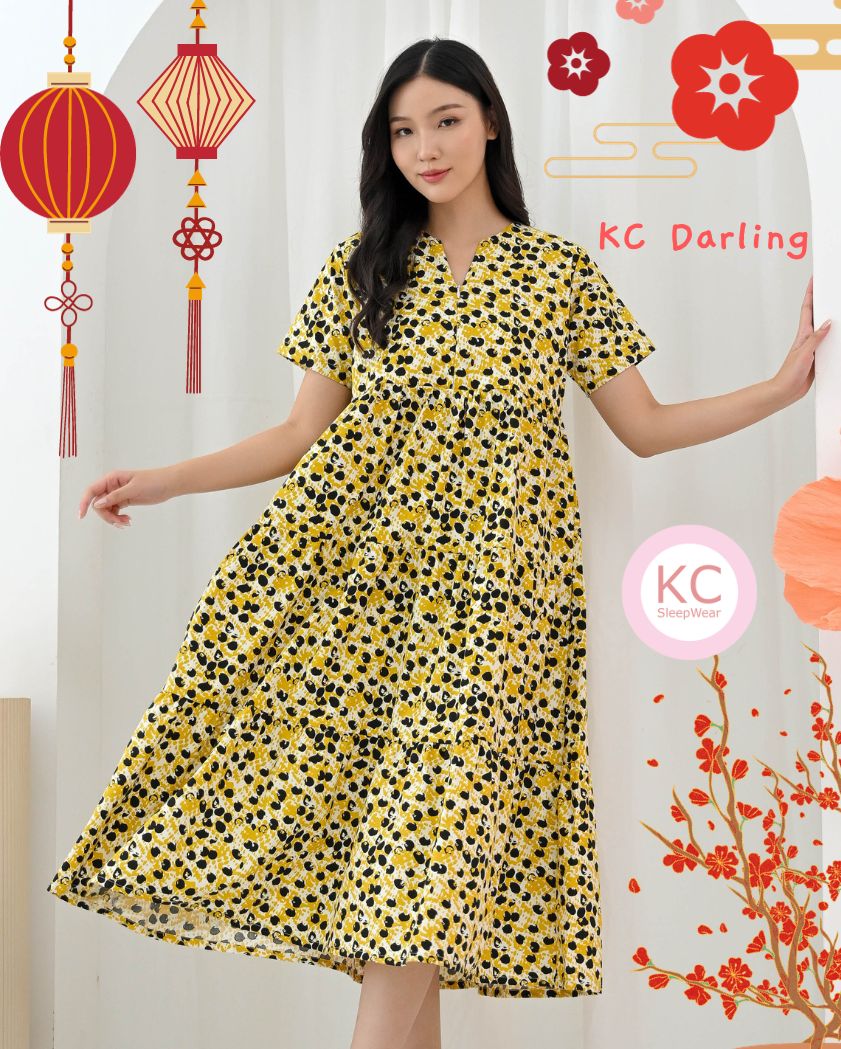 KC Darling In Golden Dots Dress Imlek Ceongsam CNY Baju Shanghai
