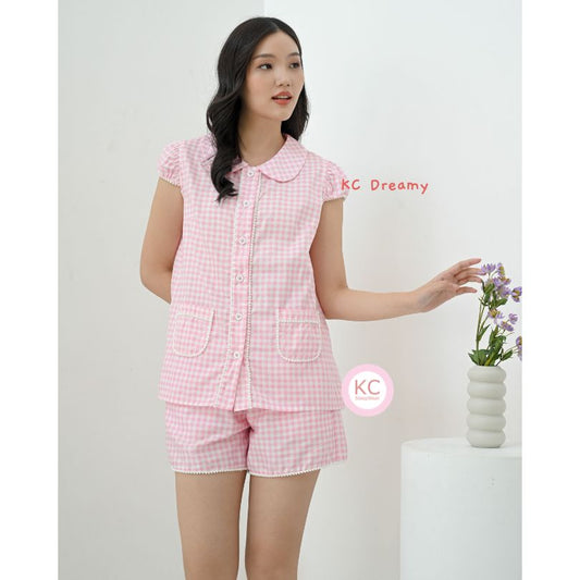 KC Dreamy in Baby Pink Piyama Wanita Baju Tidur Lengan Pendek Celana Pendek