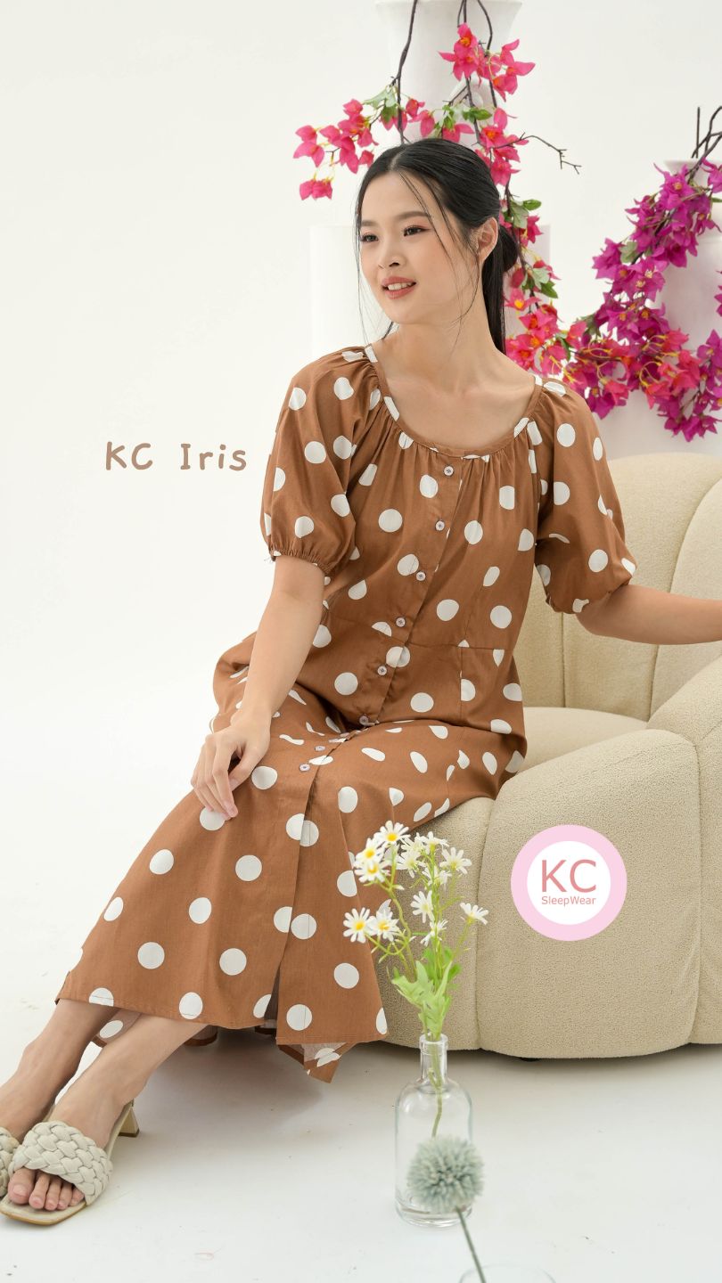 KC Iris in Choco Polkadots Dress Wanita