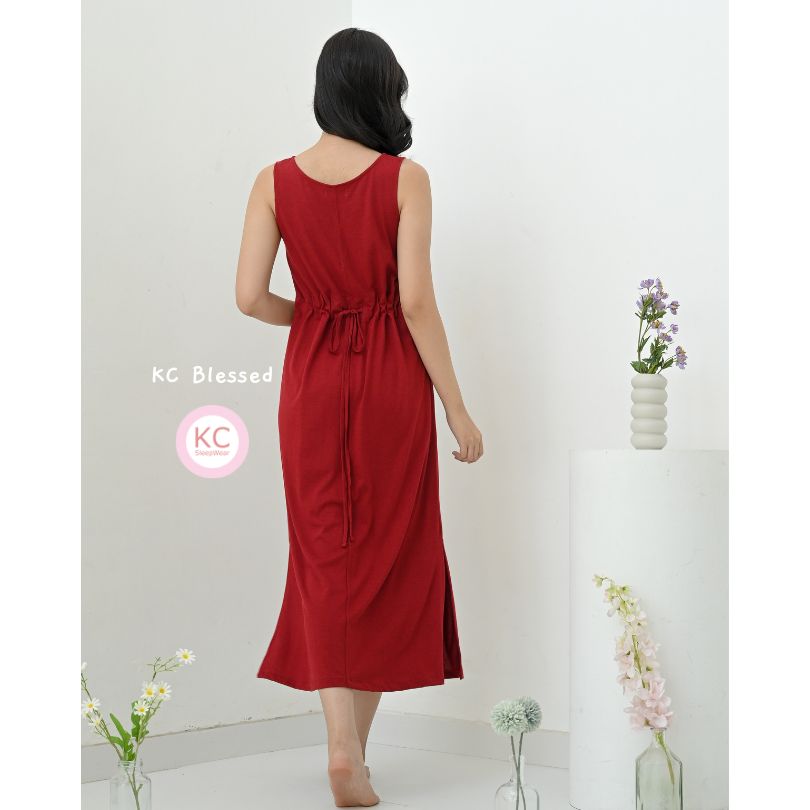 KC Blessed Dress Wanita Homdress Daster tanpa lengan baju rumah Dress jalan