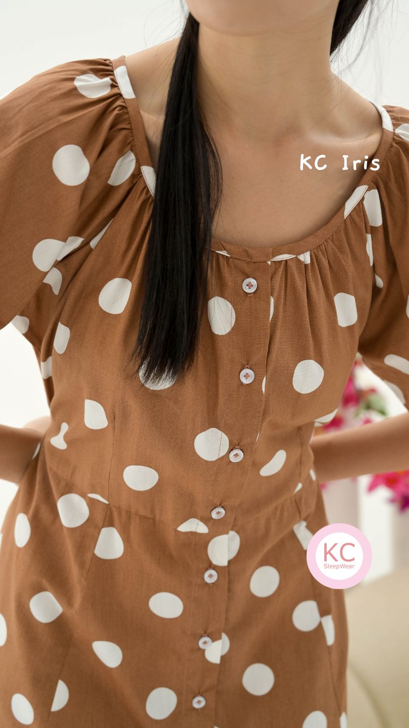 KC Iris in Choco Polkadots Dress Wanita