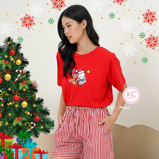 KC Miso in Ho Ho Ho Poccaccoo Edition Baju Kaos Lengan Pendek Celana Pendek