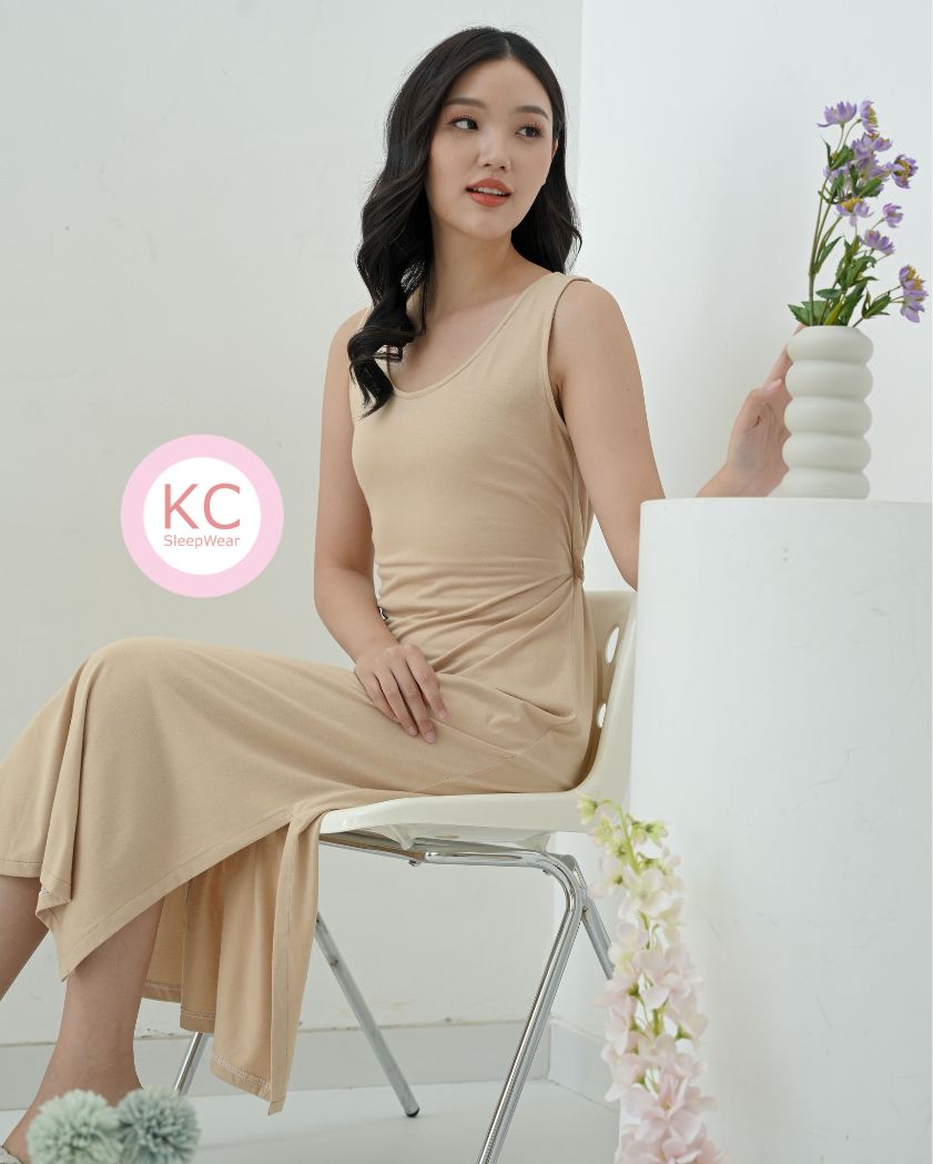 KC Blessed Dress Wanita Homdress Daster tanpa lengan baju rumah Dress jalan