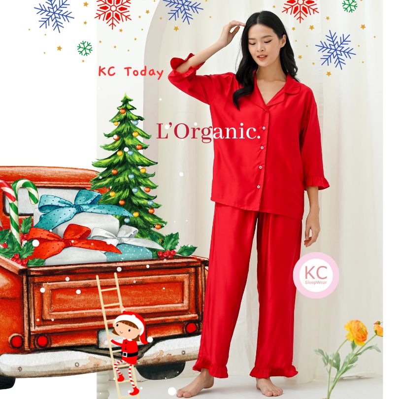 KC Today in Glamour Red Piyama Wanita celana Panjang
