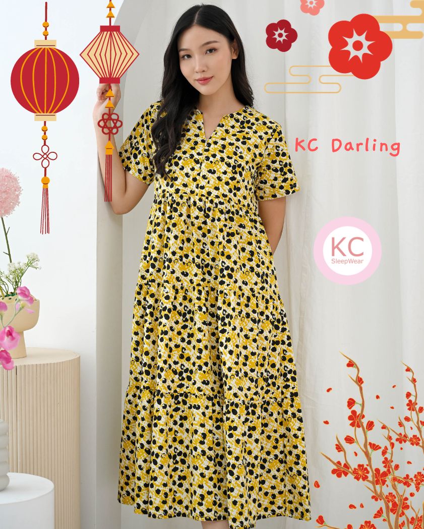 KC Darling In Golden Dots Dress Imlek Ceongsam CNY Baju Shanghai