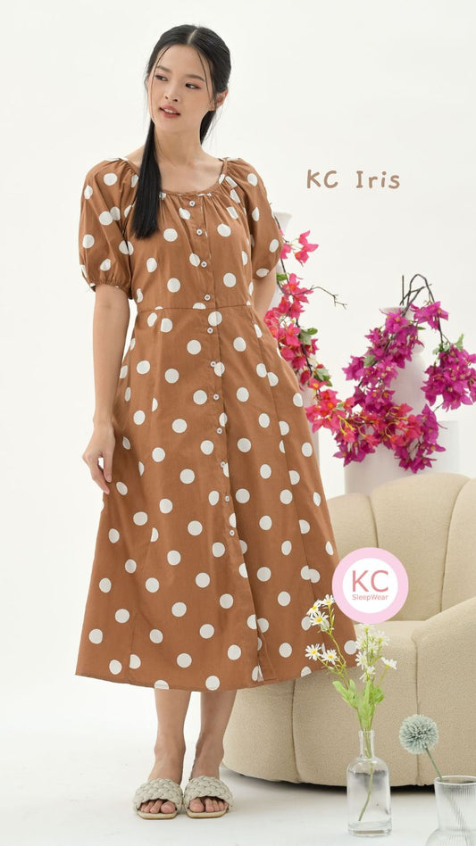 KC Iris in Choco Polkadots Dress Wanita