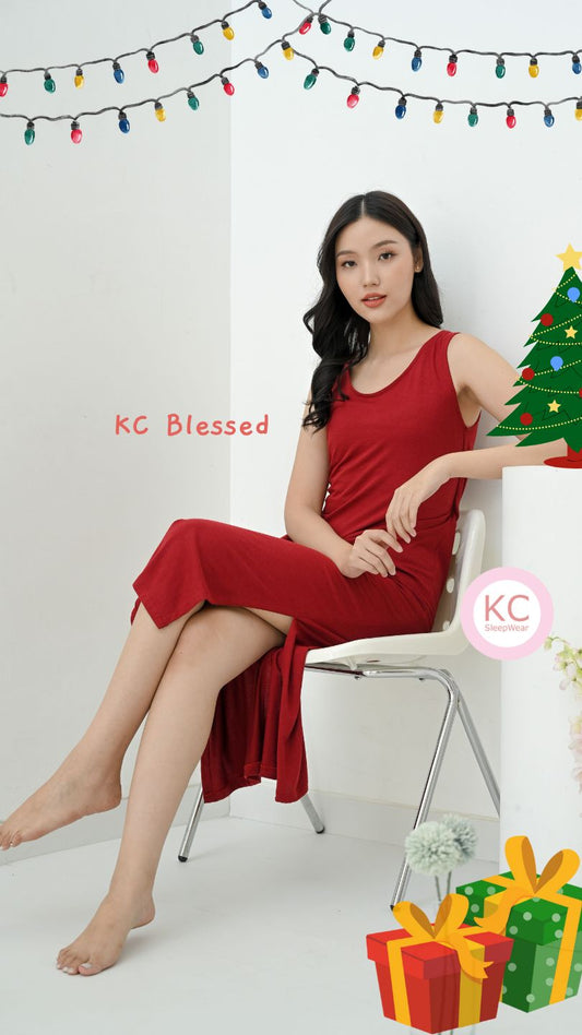 KC Blessed Dress Wanita Homdress Daster tanpa lengan baju rumah Dress jalan